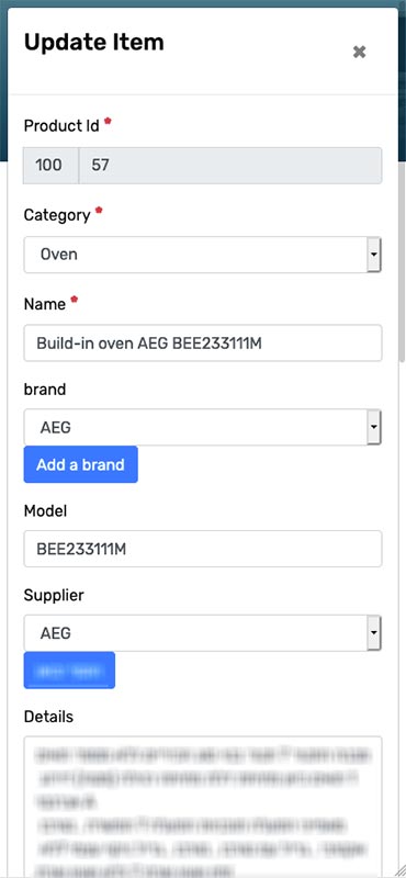 Manage your own catalog and sub-databases like customers, suppliers, brands, etc