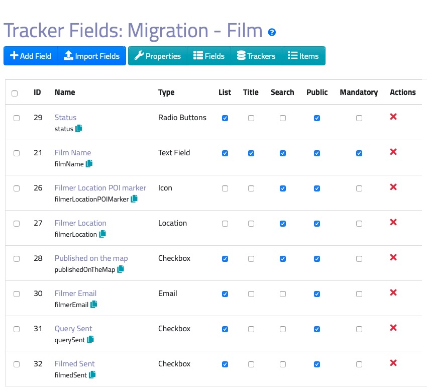 Tracker Fields
